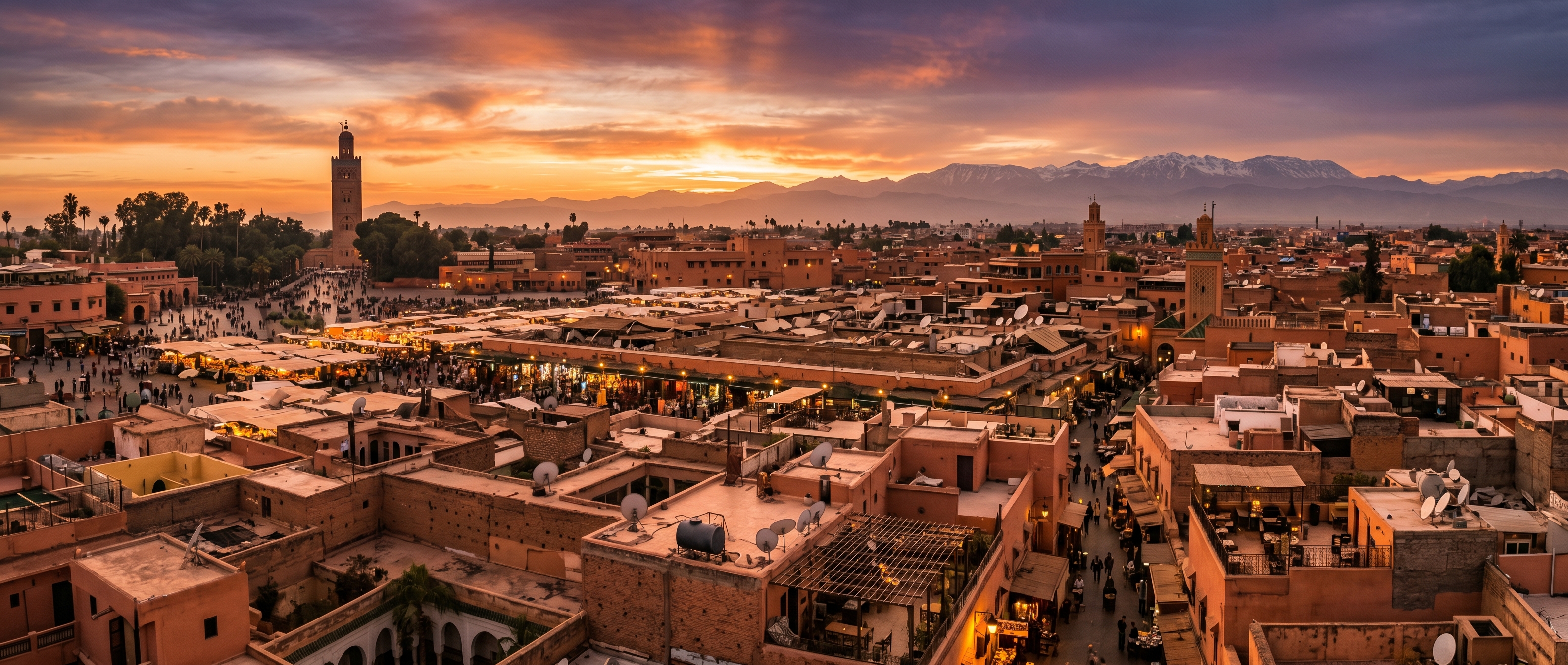 Marrakech skyline at sunset
